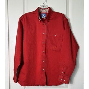 Vintage Texas Cotton Western Long Sleeve Button Down Shirt Mens Medium Red